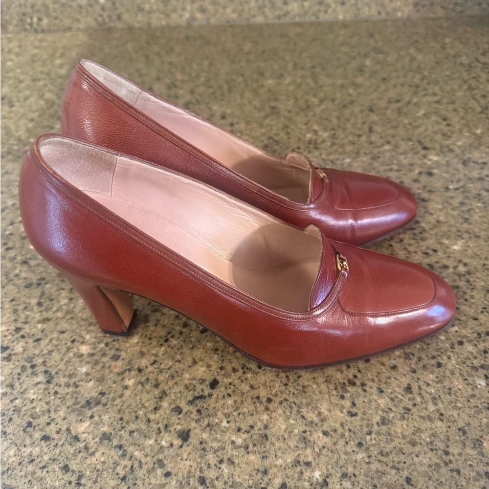 Gucci Vintage Women's Rich Brown Leather Heels - Picture 6 of 10
